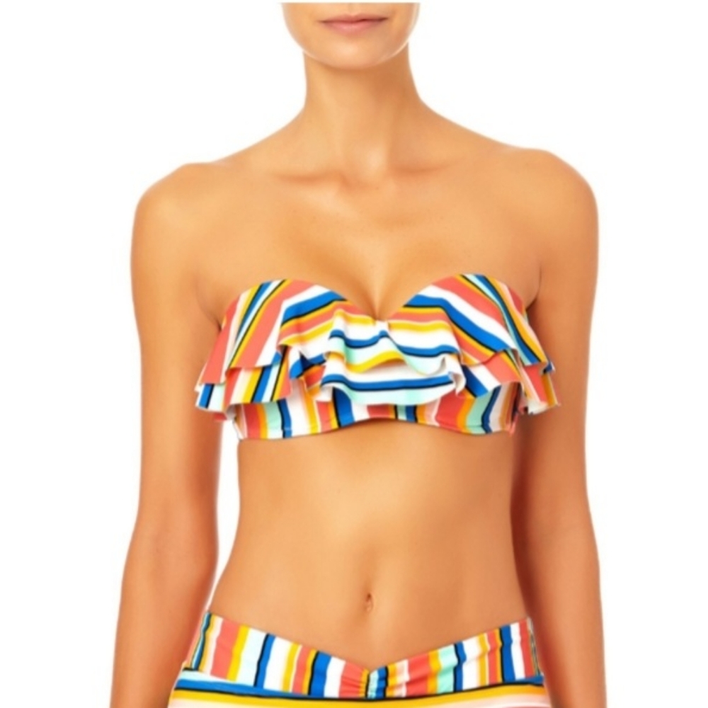 TIme and tru sunray stripe ruffle bandeau top multicolor